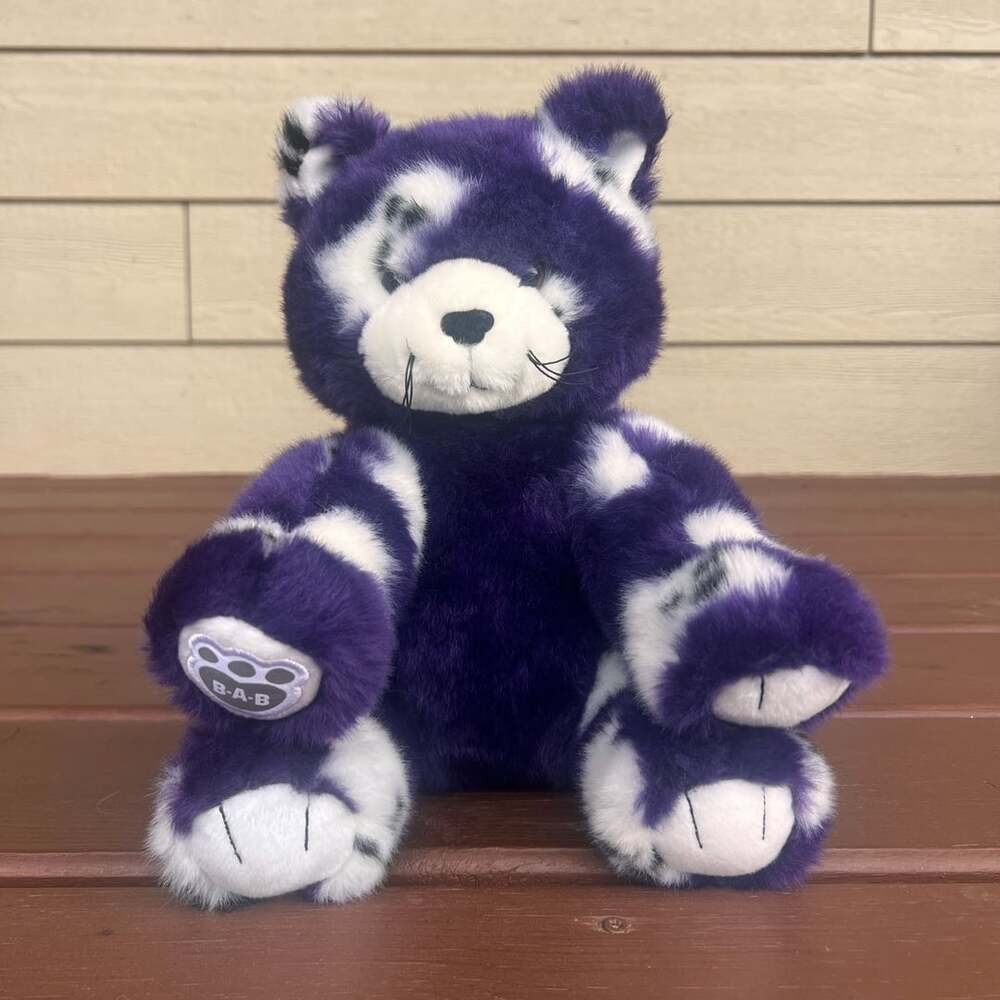 Retired Build-A-Bear Spooky Ghost Kitty Plush Purple White Halloween Cut Tag